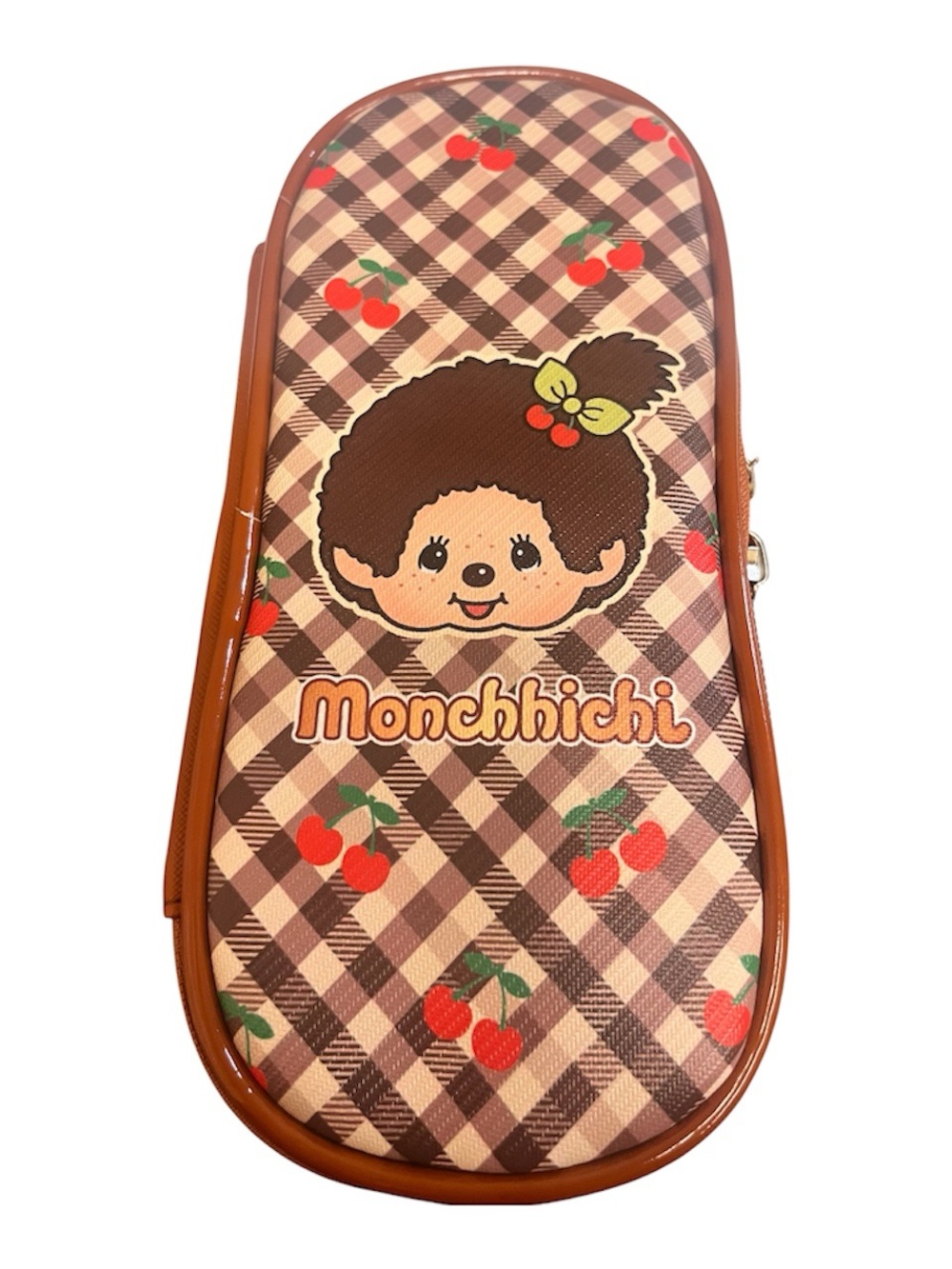 Monchhichi Brown Cherry Pattern Pencil Case - Brown